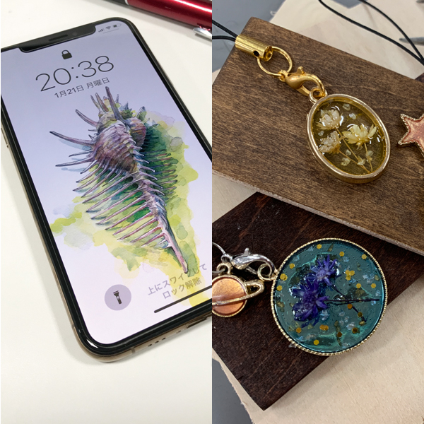 スマホの壁紙／レジンアクセサリー作り（クリエイティブデザイン科）／足利デザイン・ビューティ専門学校