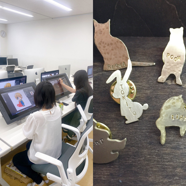 アクリルキーホルダー／ピンバッチ作り（クリエイティブデザイン科）／足利デザイン・ビューティ専門学校