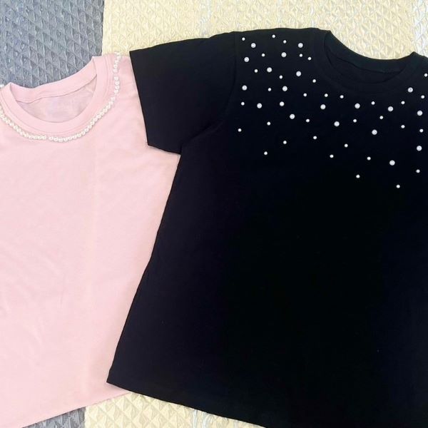パールTシャツリメイク体験 簡単リメイクで服作り☆(ファッションデザイン科)／足利デザイン・ビューティ専門学校