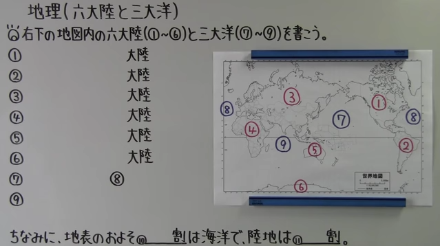 映像授業　地理　六大陸と三大洋