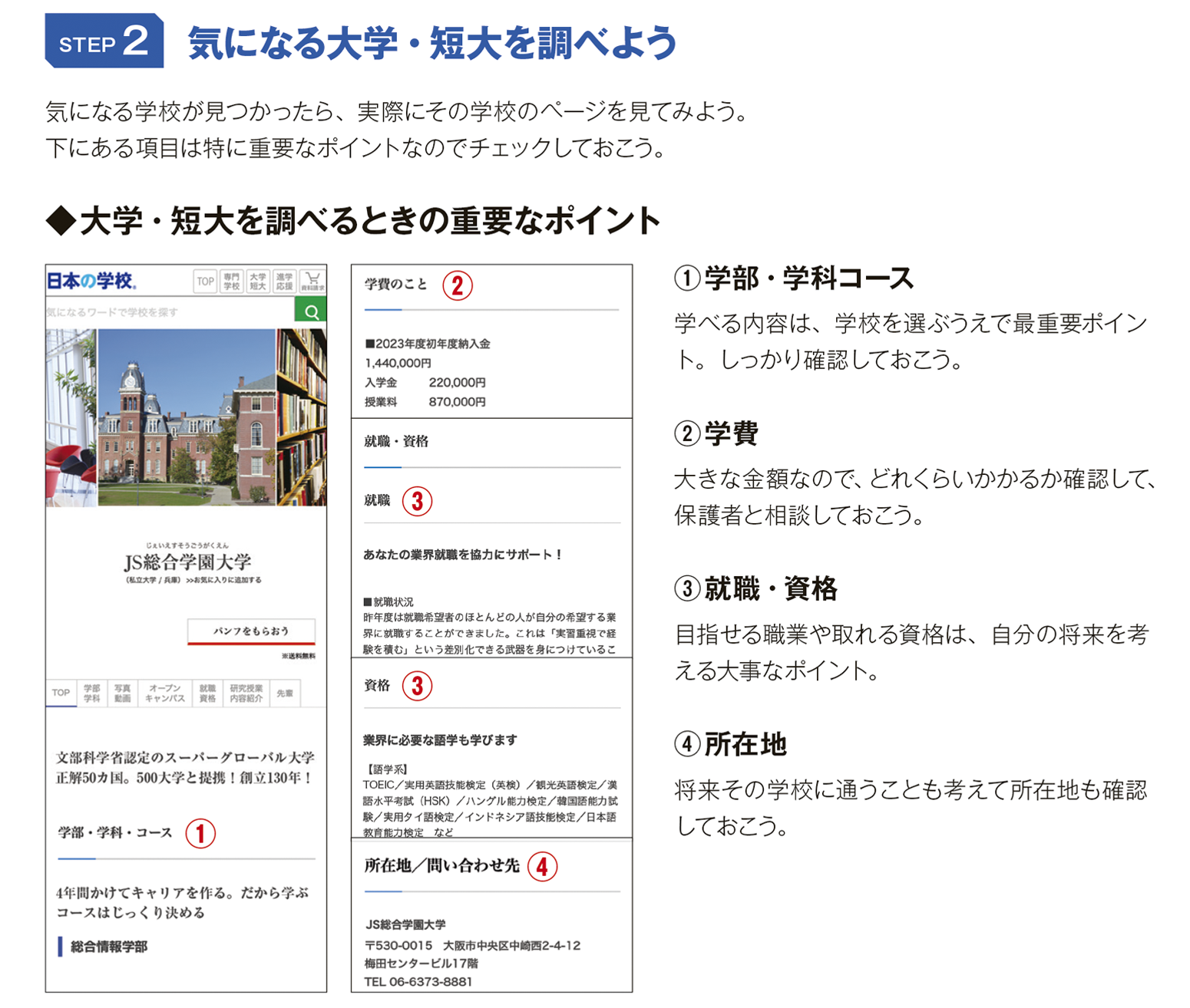 気になる大学・短大を調べよう