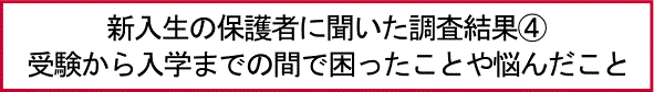 新入生の保護者に聞いた調査結果�受験から入学までの間で困ったことや悩んだこと