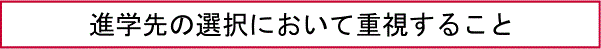 進学先の選択において重視すること