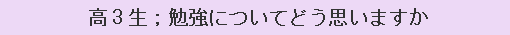 高3生；勉強についてどう思いますか
