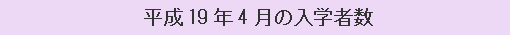 平成19年4月の入学者数