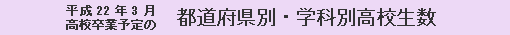 平成22年3月高校卒業予定の都道府県別・学科別高校生数