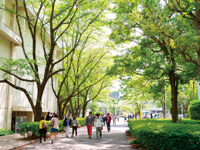 城西大学坂戸キャンパスは、西に秩父山地を、南に高麗川を望む緑あふれる地に21万平方メートルの敷地を誇ります。