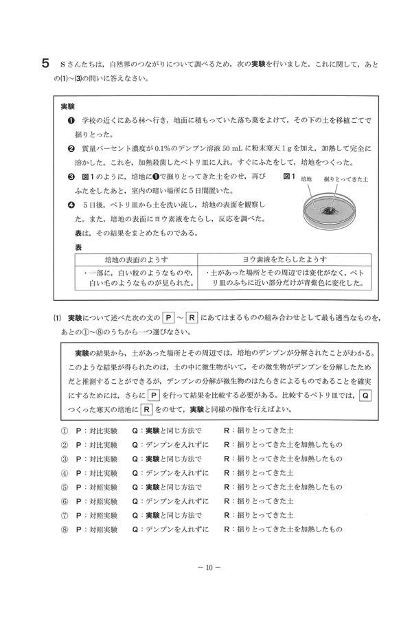 令和7年度入試過去問題（前期・1/17）（理科 問題）（10ページ目