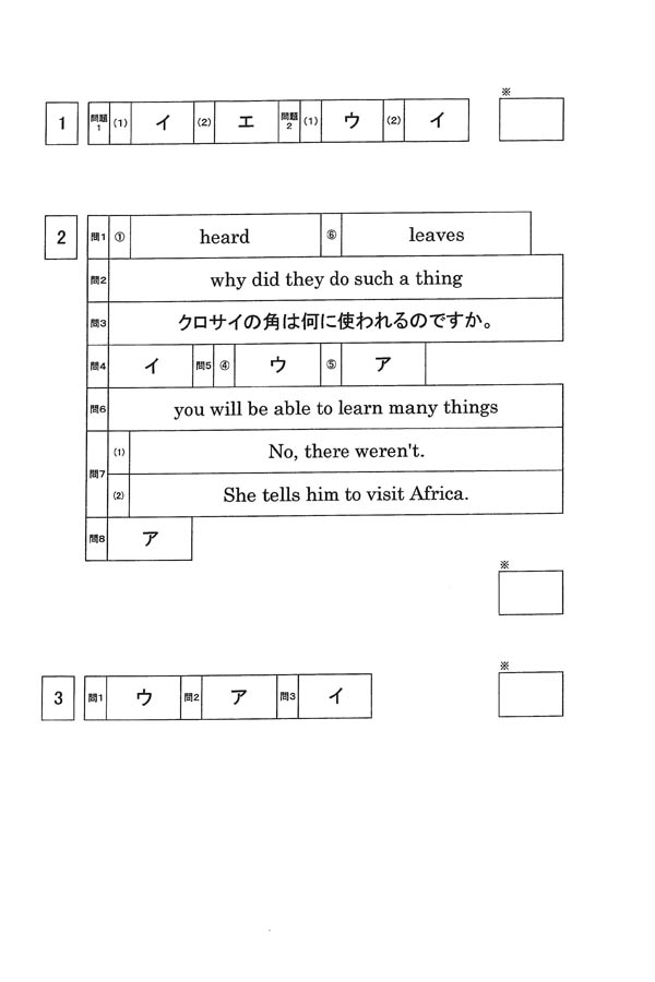 令和6年度入試過去問題 （英語 解答）（1ページ目）｜久留米学園高等