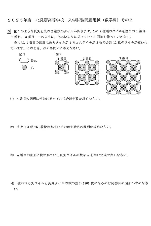 入試過去問（問題）（5ページ目）｜北見藤高等学校の入試過去問