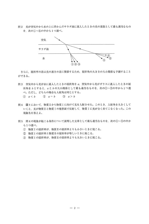 2024年度入試過去問題（理科 問題）（2ページ目）｜早稲田大学系属