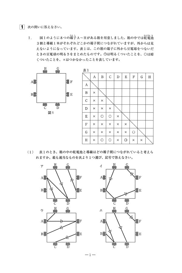 2025年度入試過去問題 第2回（理科 問題）（1ページ目）｜洗足学園