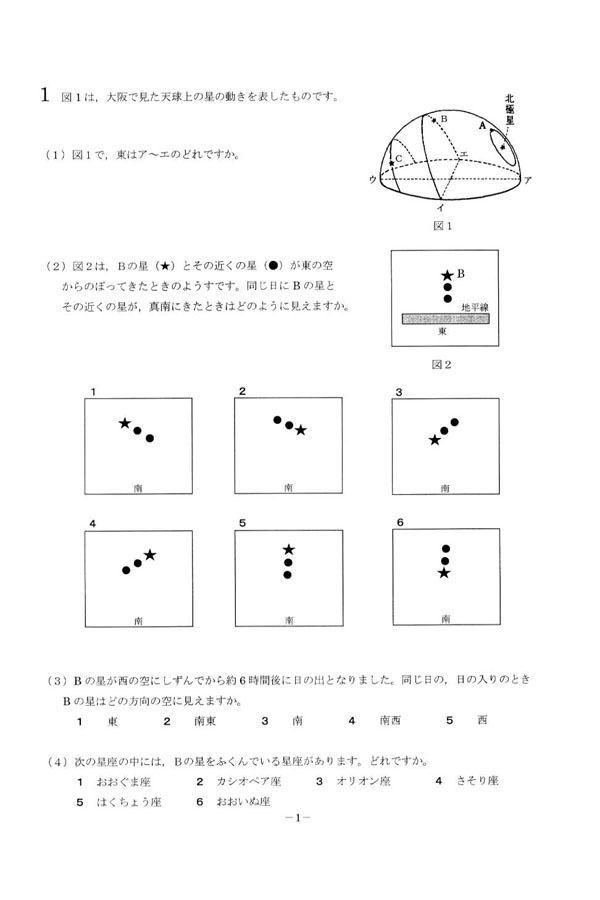 平成26年度入試過去問題（理科 問題）（1ページ目）｜四天王寺中学校の