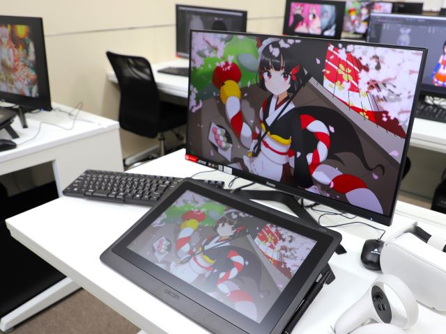 【CGラボ】液晶タブレットやVRデバイスを完備。キャラクターのモデリングやCGアニメーション制作ができる実習室。
